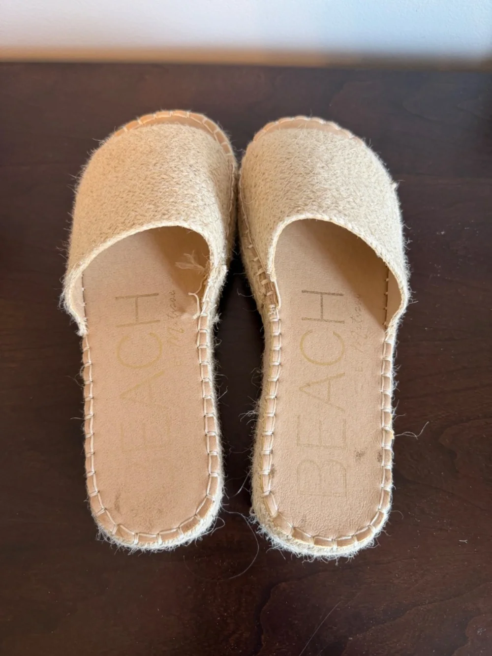 Beach jute wedge slides